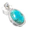 Tibetan Turquoise Gemstone Handmade 925 Sterling Silver Pendant 2.05" w5N09