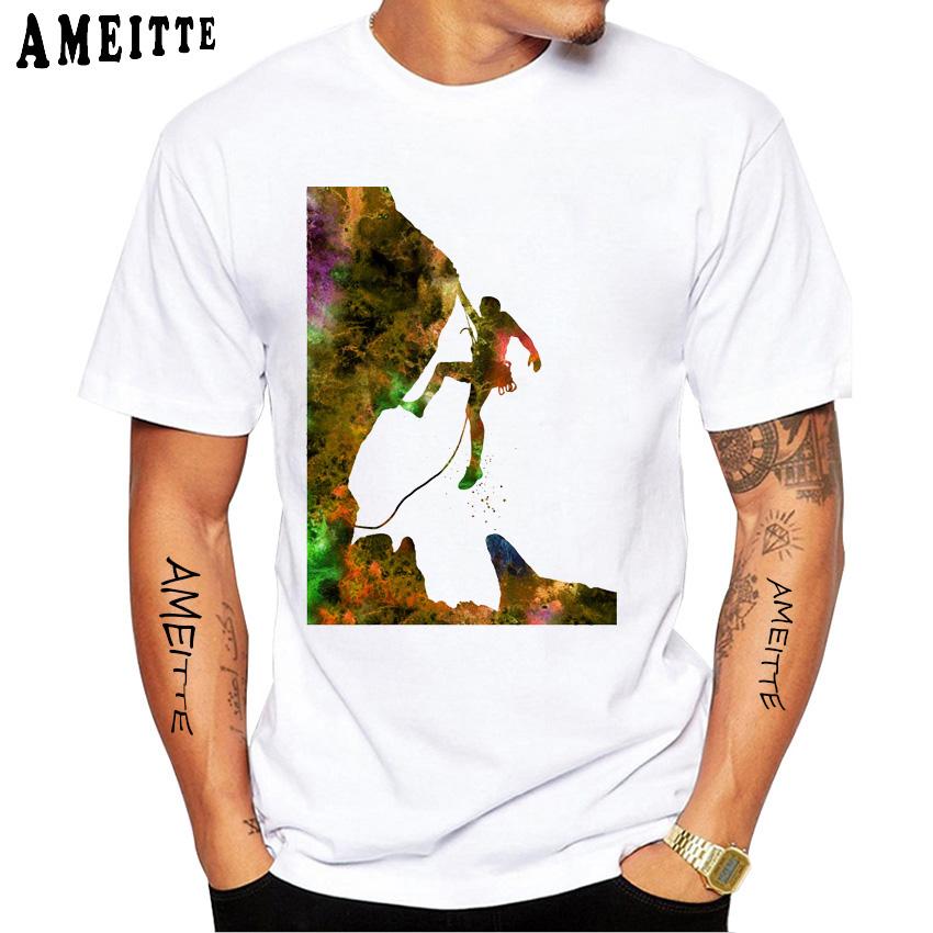 Футболка для мужчин Rock Climbing Climber Funny 3D Print Classic, новая мужская футболка с коротким рукавом, летняя спортивная белая повседневная футболка в стиле хип-хоп