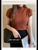 2024 Women's Slim Fit Knitted Half Turtleneck Short-Sleeve Sweater Top