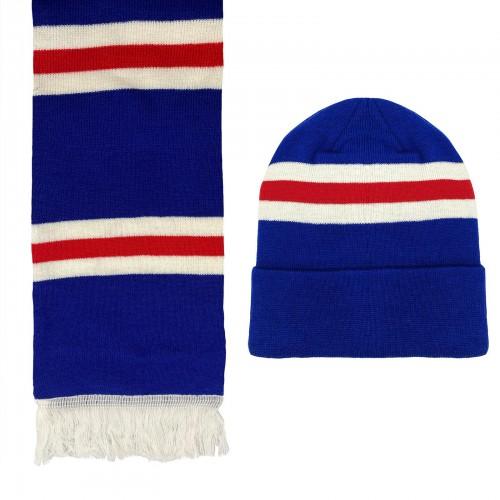 Fan Originals Unisex Adult Rangers Striped Hat And Scarf Set