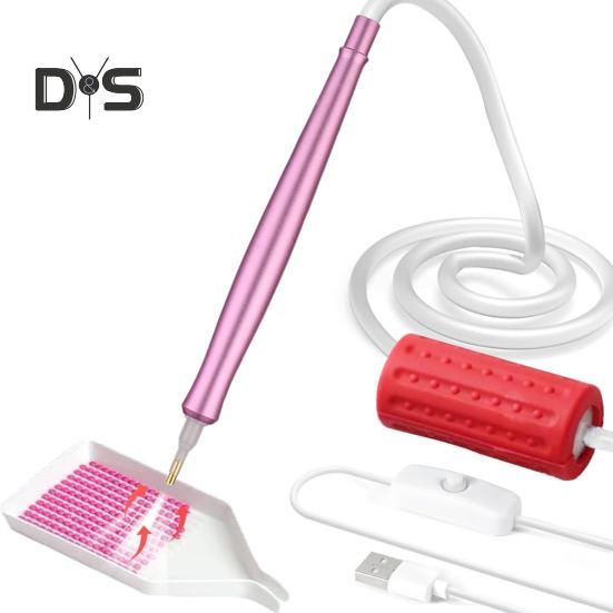 Вакуумная алмазная художественная ручка Электрическая алмазная художественная ручка с лотком для хранения Инструмент для размещения алмазов без воска для всех видов алмазов