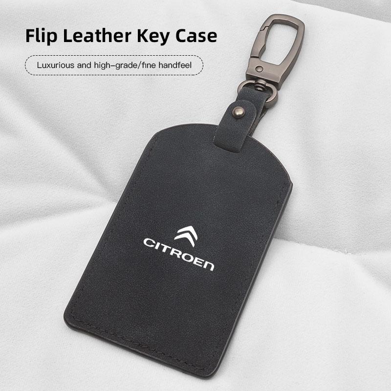 AJFJ2 Suede Car Key Card Cover Keychain Car Key Accessories For Citroen Picasso Jumper Cactus Saxo C6 2CV VTS DS3 DS4 DS5 Xsara Grand