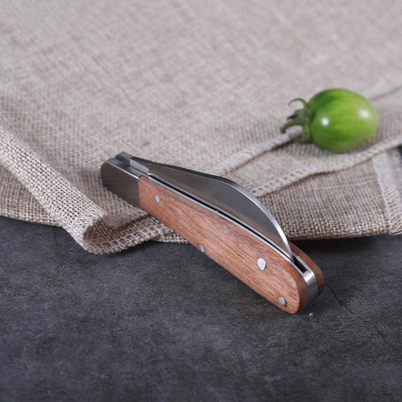 Складной прививочный нож, инструменты для прививки, нож для обрезки бонсай, профессиональный садовый резак для саженцев фруктовых деревьев с деревянной ручкой