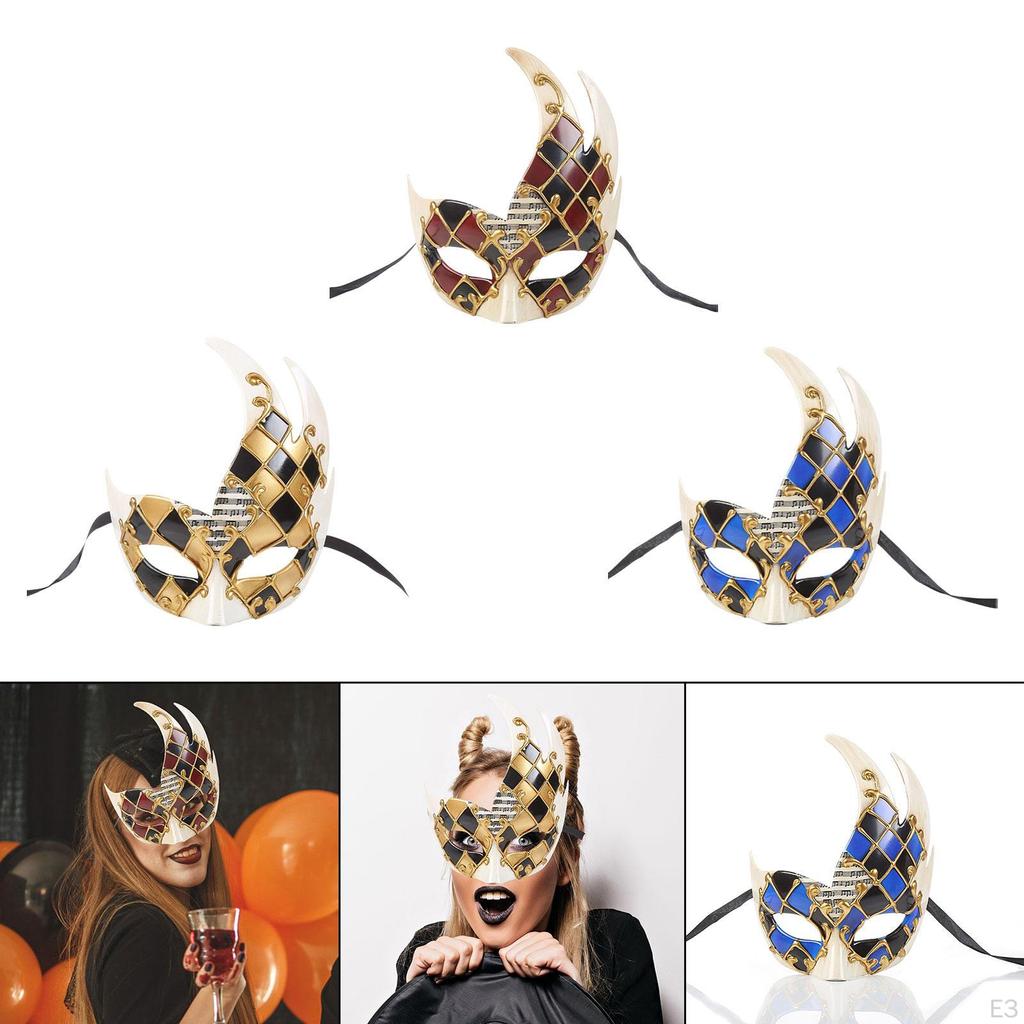Masquerade Mask Cosplay Checkered Antique Prom Costume Accessories Mardi Gras for