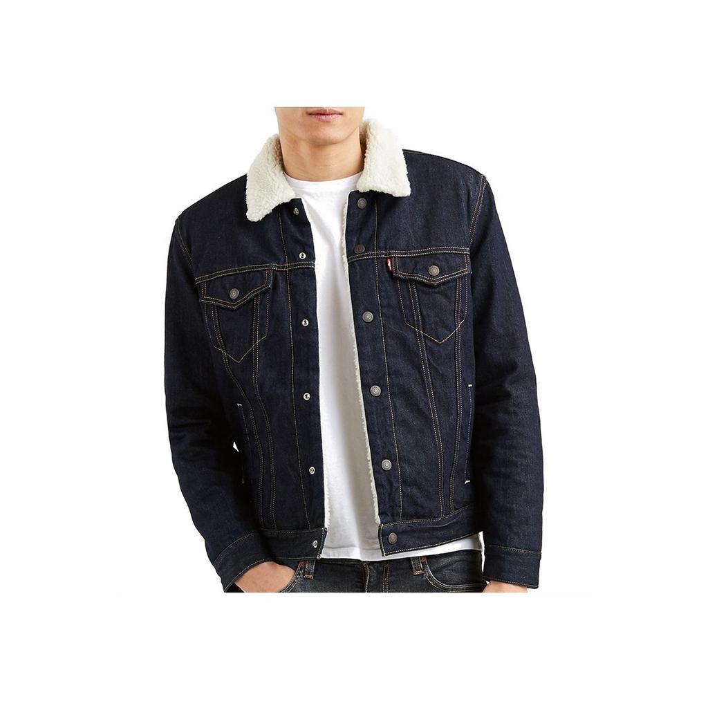 Levis Denim Fleece Lined Jacket Men Jackets Dark-Blue-Denim 16365-0075