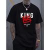 Мужская футболка "KING" европейского размера - Хлопок, Дышащая, С круглым вырезом, Короткий рукав, Повседневная летняя футболка с смелым принтом, Легкая