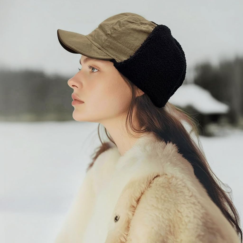 Кепка пилота с щеткой для защиты от холода, для поездок на работу или для уборки снега на открытом воздухе [Croogo] Кепка, теплая, подкладка, защита, клапаны, водонепроницаемая, кепка,