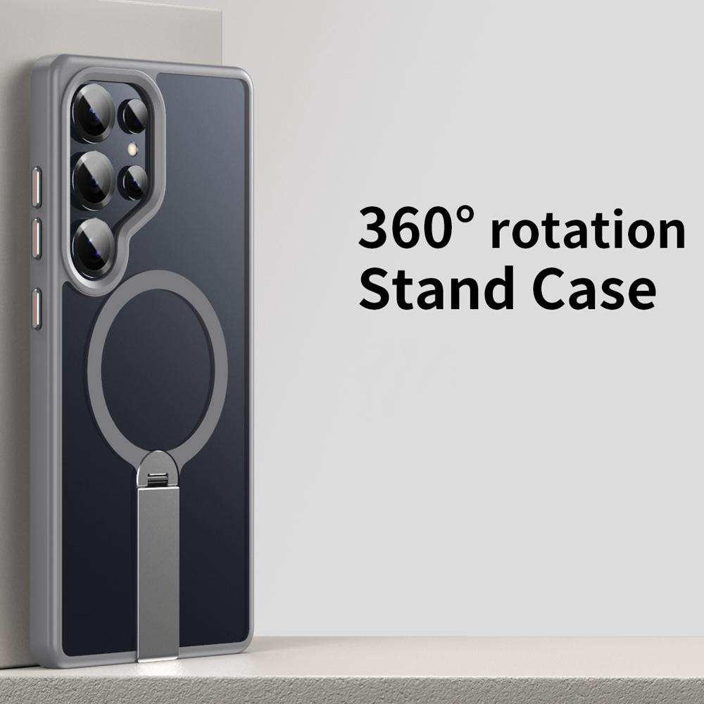 KEYSION 360 Скрытая Металлическая Подставка Магнитный Чехол для Magsafe для Samsung Galaxy S24 S25 Ultra S24+ S25+ Матовый Ударопрочный Чехол для Телефона