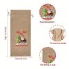Festive Christmas Wine Bottle Gift Bags - Red & Khaki Burlap Tote Bags with Santa Claus, Christmas and Holiday Greetings Holiday