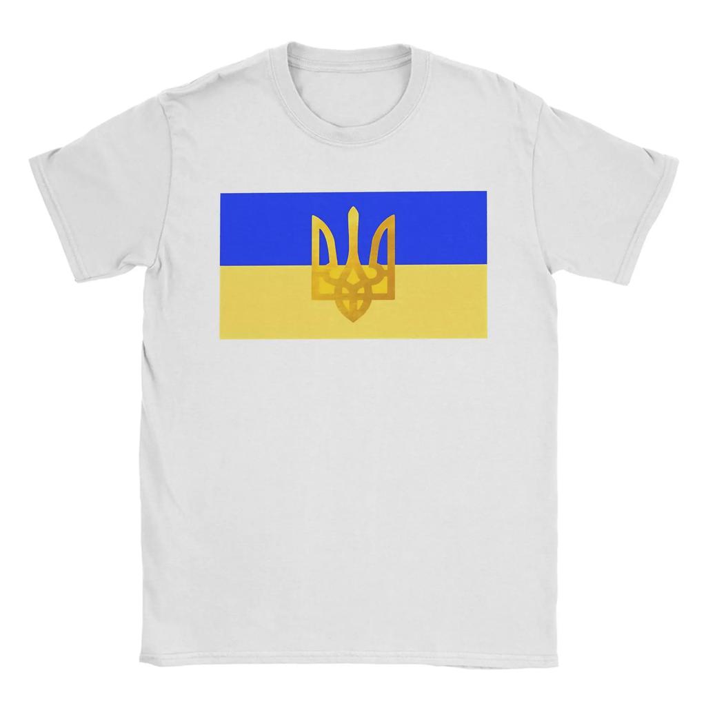 Футболка с флагом Украины для мужчин Потрясающая хлопковая футболка Круглый вырез Короткий рукав Футболки Подарок на день рождения Топы