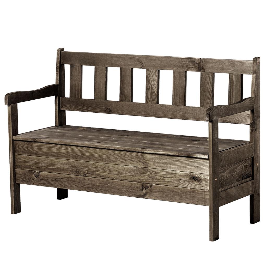 KADAX Wooden Garden Bench With Backrest 120cm With Box Terrace Balcony