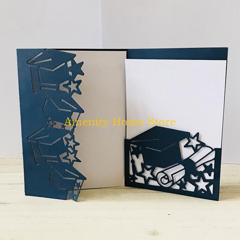 F26C Delicate Graduation Hat Metal Cutting Dies Craft Die Cuts Embossing Script Dies for DIY Scrapbooking Diary Embellishment