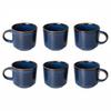 Coffee Tea Mugs Set 6 Pieces 350 Ml Dark Blue Ceramic