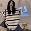2025 Летняя футболка с контрастными полосками и графическим принтом УНИСЕКС Y2k Топ Повседневные футболки большого размера с коротким рукавом Женская футболка Harajuku Женская уличная одежда
