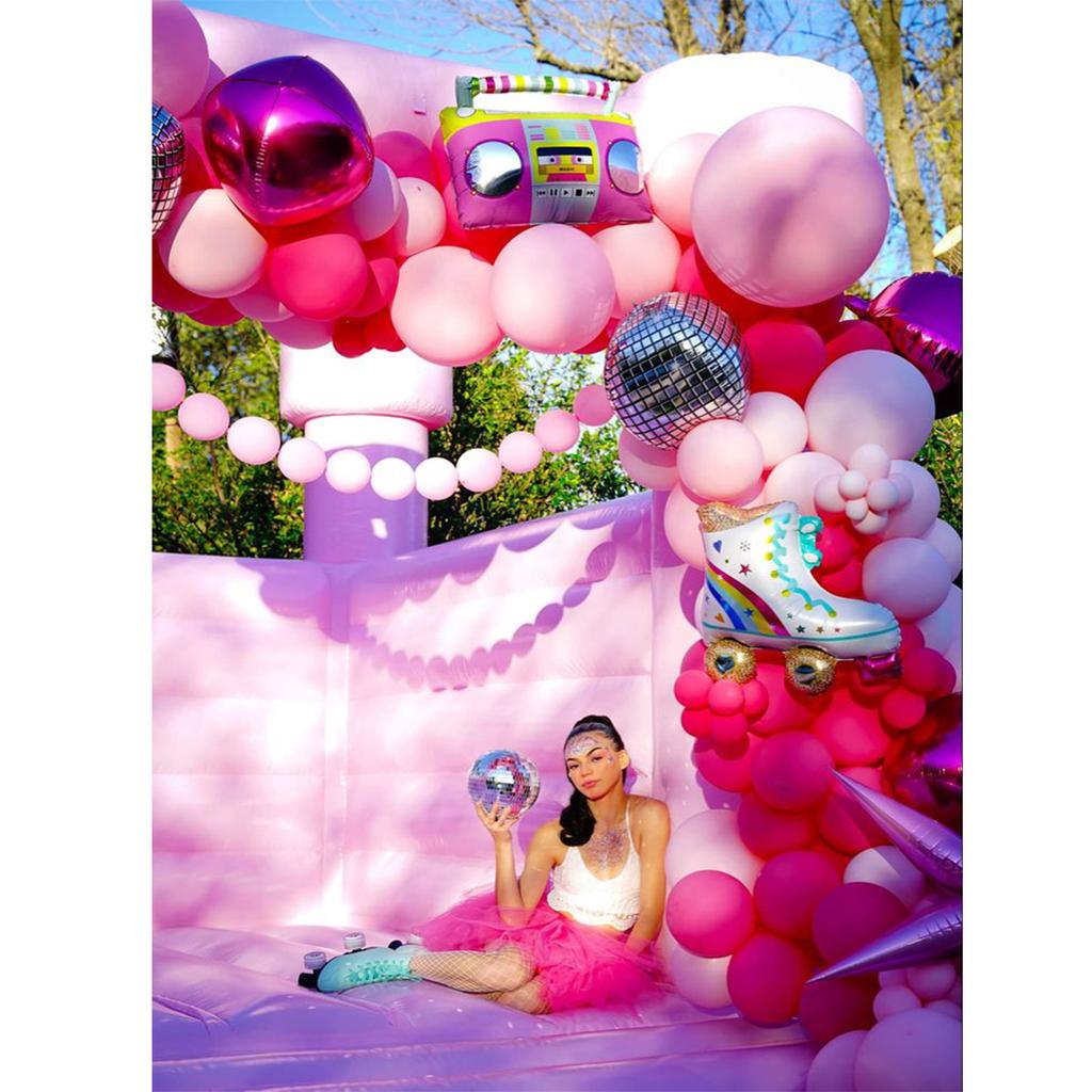Ярко-розовый воздушный шар, гирлянда, арка, радио, роликовые коньки, дискотека, фольгированные шары для свадьбы, дня рождения, вечерние украшения для девочек