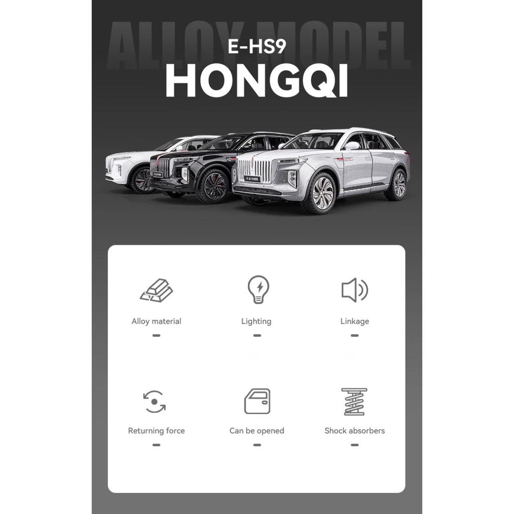 1/24 HongQi EHS9 SUV Alloy Diecasts & Toy Vehicles Metal Toy Car Model Sound and Light Pull Back Collection Kids Toy