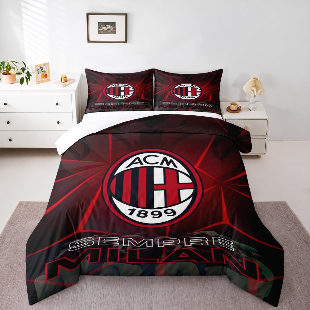 "AC Milan Logo Red Black Bedding set (1 duvet cover, 2 pillowcases, duvet not included)