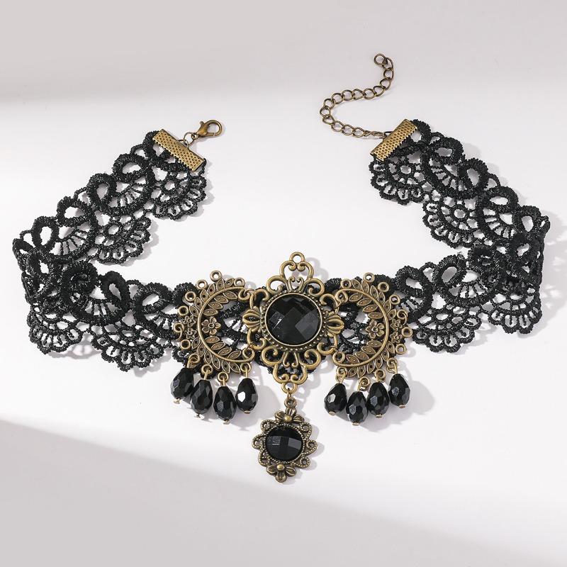 Винтажная широкая короткая кружевная цепочка на шею для женщин, модное трендовое колье-чокер на ключицу, сексуальный воротник