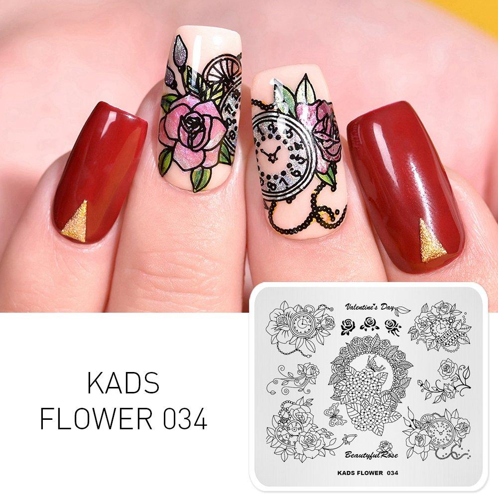 kads 53 Flower Series Nail Stamping Plates DIY Manicure Stamping Plate for Nail Art Template Nail Art Stamp Plates