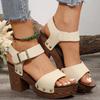 Fashion Women's Sandals 2025 Summer Chunky Sandals for Women Fashion Ankle Buckle Platform Shoes Woman Rivets Thick High Heel Sandals