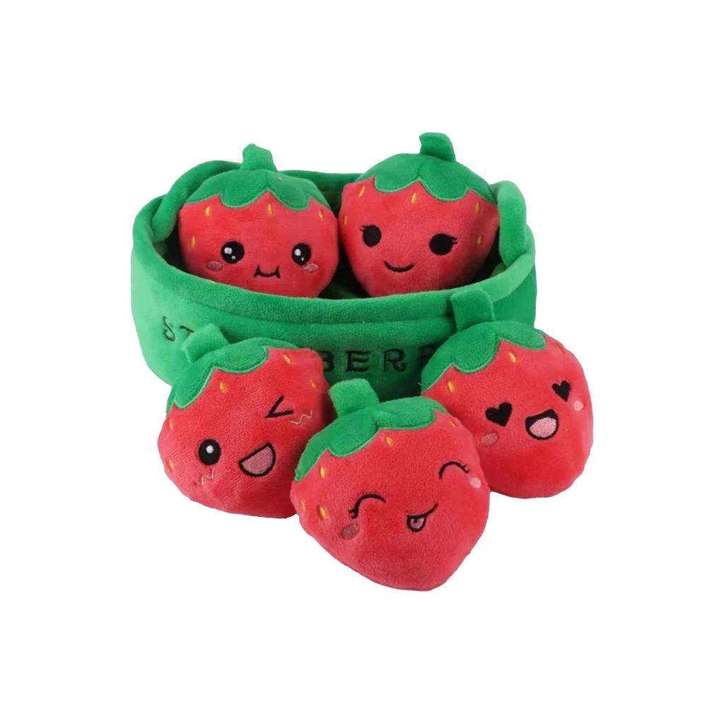 A Basket Of Plush Toys Carrot, Strawberry, Chicken, Dumpling – Kids' Gift