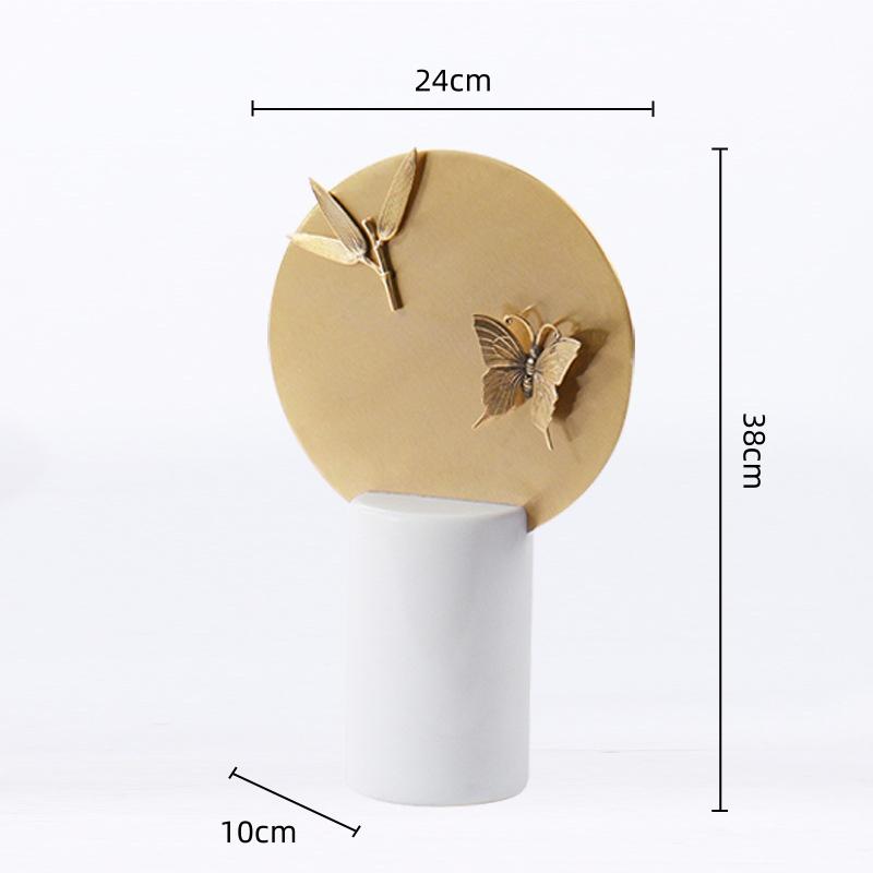 Metal Handicraft Geometric Circle Golden Screen Butterfly Dragonfly Artificial Insect Decorative Figurines Home Decoration