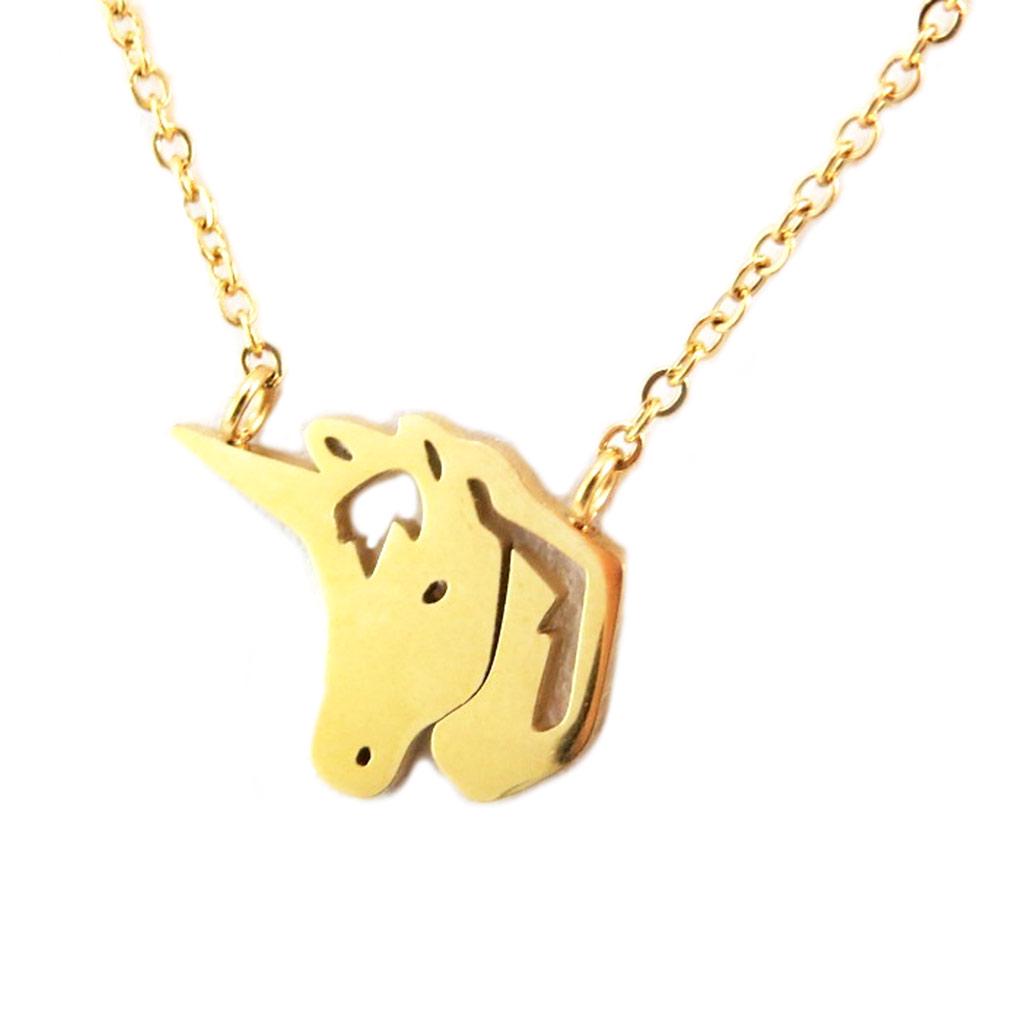 7bis [P3871] - Золотое стальное колье ручной работы «Единорог», 15x12 мм.