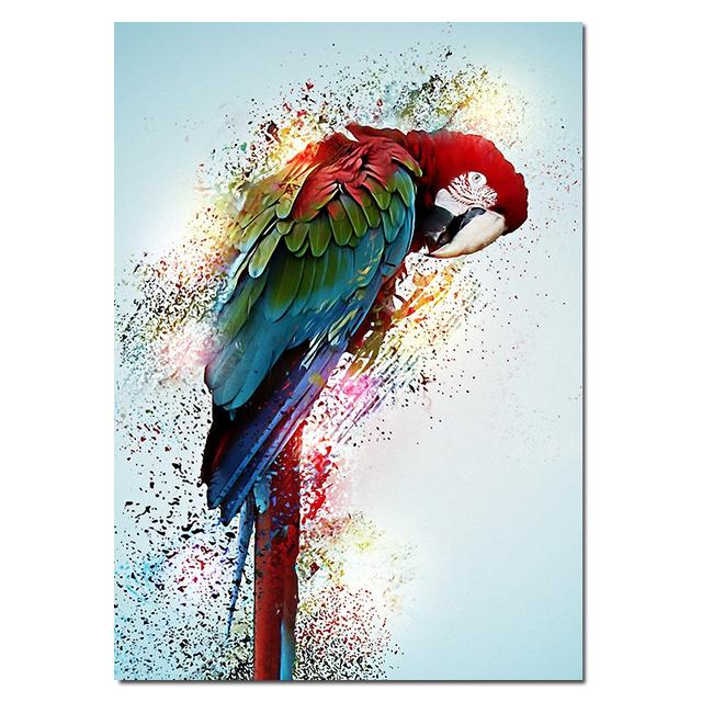 Colorful Beautiful Parrot Bird Graffiti Art Canvas Painting Wall Picture Animals Posters and Prints Living Room Home Decoration No Frame