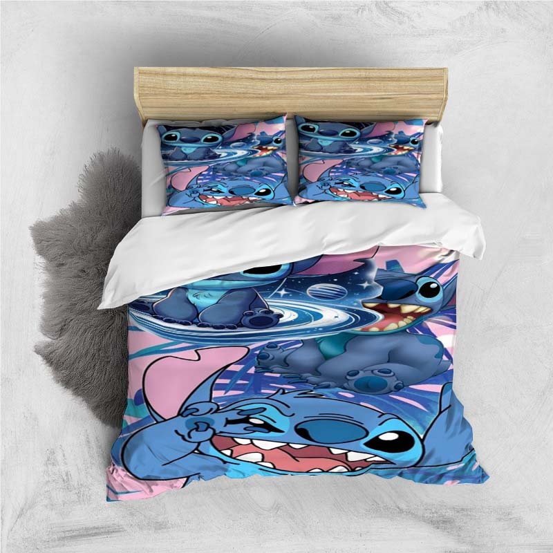 Mini Kawaii (Stitch) Bedding Set, Cartoon Duvet Cover and Pillowcases, Soft and Comfortable, Customizable.
