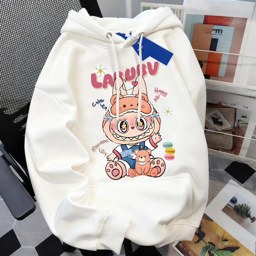 Fashion Men Women's Hoodies Cartoon Labubu Monster Print Pullover Top Casual Sweatshirt Kids Hoodies Clothing