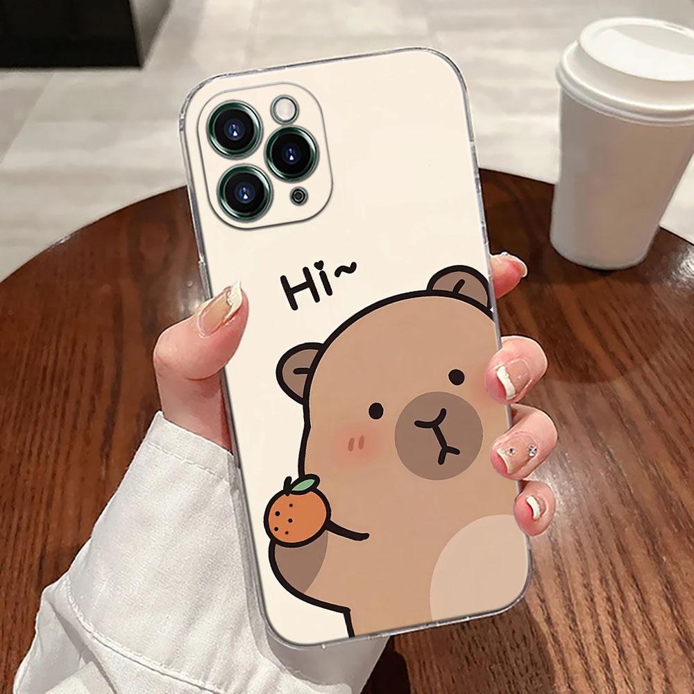 Капибара Милый Прозрачный Чехол Для Apple iPhone 17 16 15 14 13 12 11 Pro Max 16 Plus 16E 17Air 17Pro Чехол Для Телефона Силиконовый Funda
