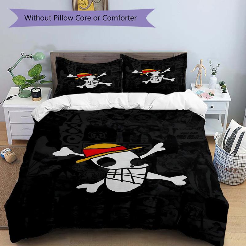 3pcs bedding set ONE PIECE Skull Includes 1 Comforter + 2 Pillowcases, Without Pillow Inserts, Soft Comfortable, Lightweight Breathable, Pri