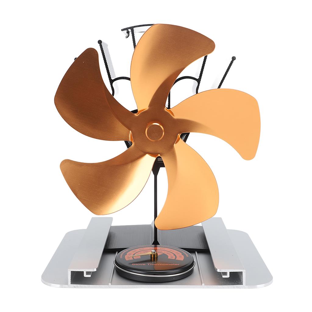 Тепловой вентилятор для печи, 5-лопастной вертикальный вентилятор из алюминиевого сплава для камина с тепловым приводом