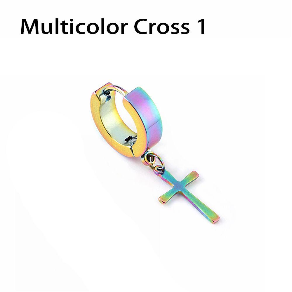 1Pc Punk Gothic Piercing Stainless Steel Cross Stars Dangle Earrings Ear Stud Pendant
