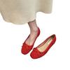 Французские замшевые балетки с внутренней отделкой, женские туфли 2025 года, новые весенне-осенние вечерние туфли с бантом красного цвета
