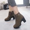 Fashion Women Boots Plus Size Ankle Boots Women Platform High Heels Lace Up Buckle Strap Shoes Thick Heel Short Boot Ladies