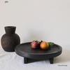 Wabi-Sabi Style Black Carbonized Wood Candlestick & Tray Set for Home or Hotel Decor