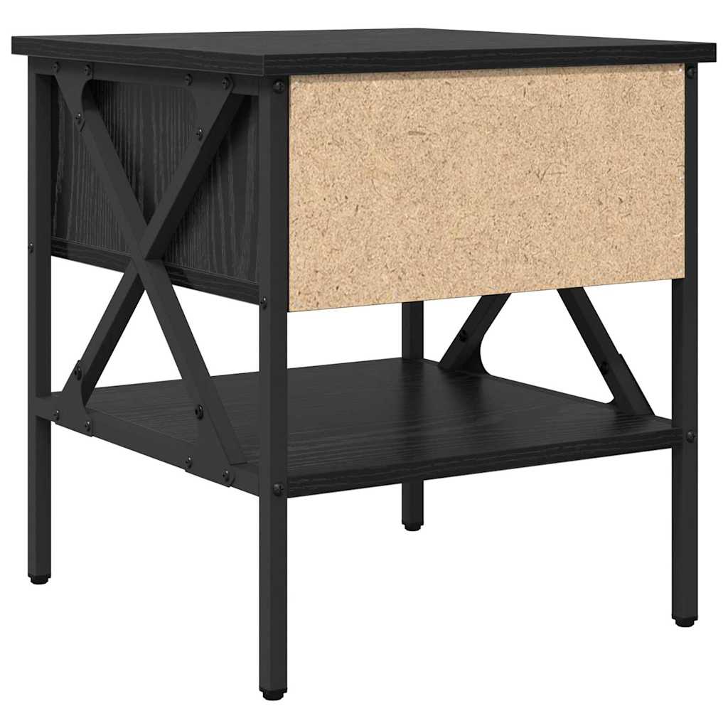 Nightstand with Drawers Black Oak Effect 40 x 42 x 45 cm