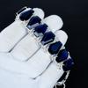 Комплект украшений: колье и браслет из синих сапфиров, драгоценный камень синий сапфир формы «гроб», серебро 925 пробы, ручная работа, уникальная коллекция, подарок на день рождения