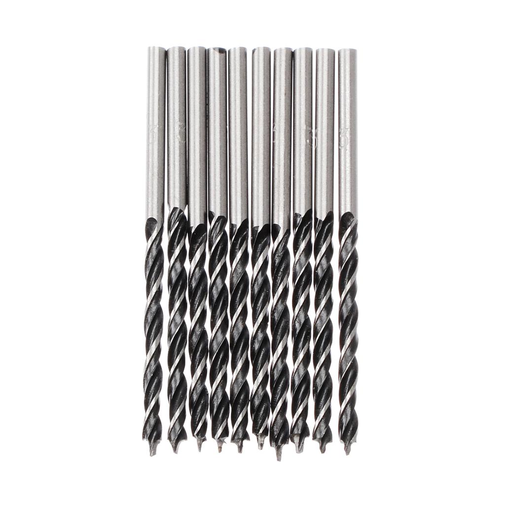 10Pcs High Carbon Steel Woodworking Twist Drill Bit Wood Drills with Center Point 3mm Diameter For Woodworking