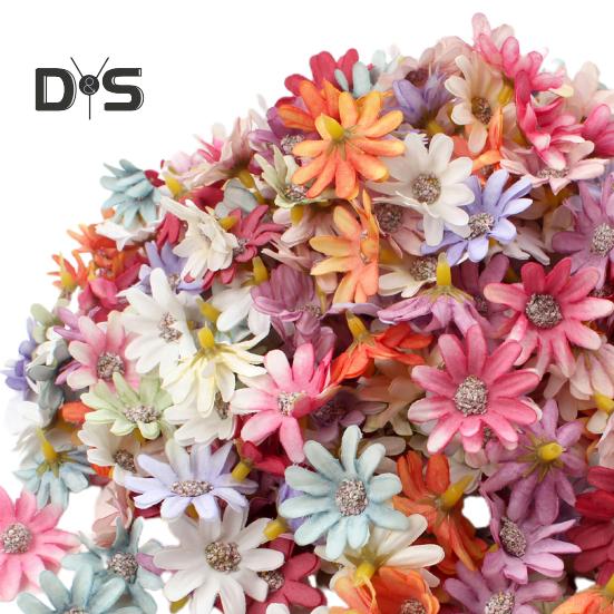 100Pcs/Bag Easy To Maintain Artificial Flower Head Fadeless Fabric Beautiful Garland Fake Flower Wedding Decor