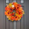 Pumpkin Wreath Sunflower Maple Leaf Decor Artificial Garland Seasonal Atmosphere Thanksgiving Harvest Festival Decor