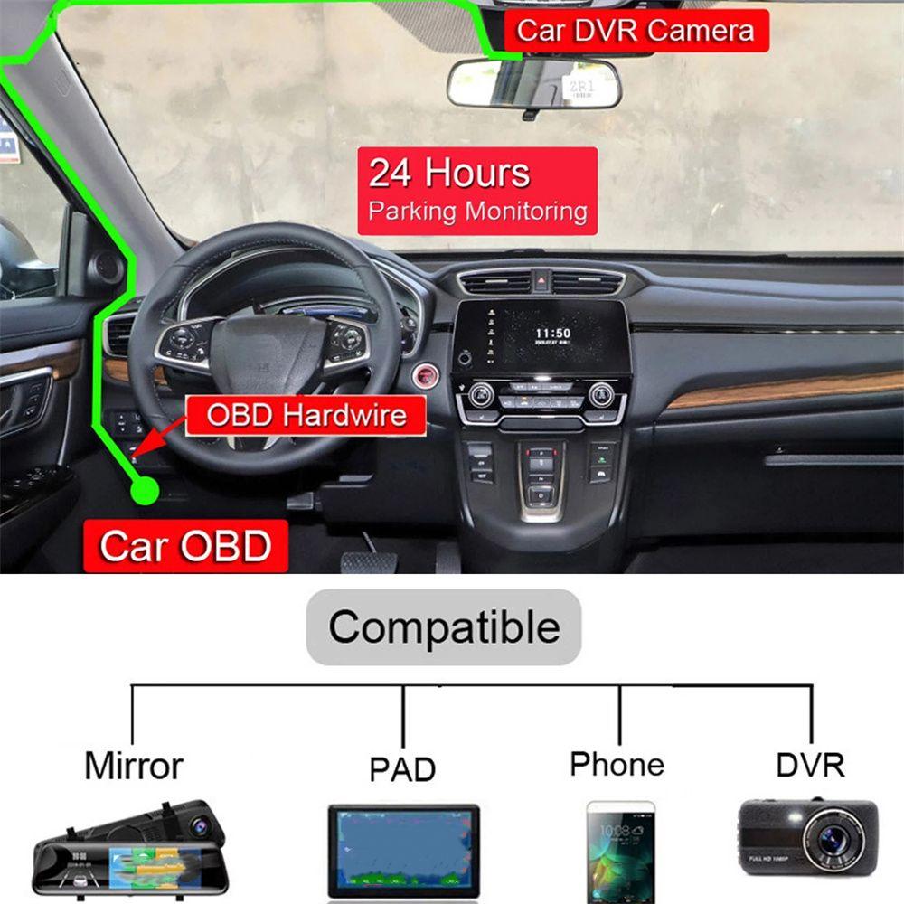 Universal Switch Wire USB Parking Monitoring Car Charge Cable Dash Cam Camcorder OBD Hardwire Kit