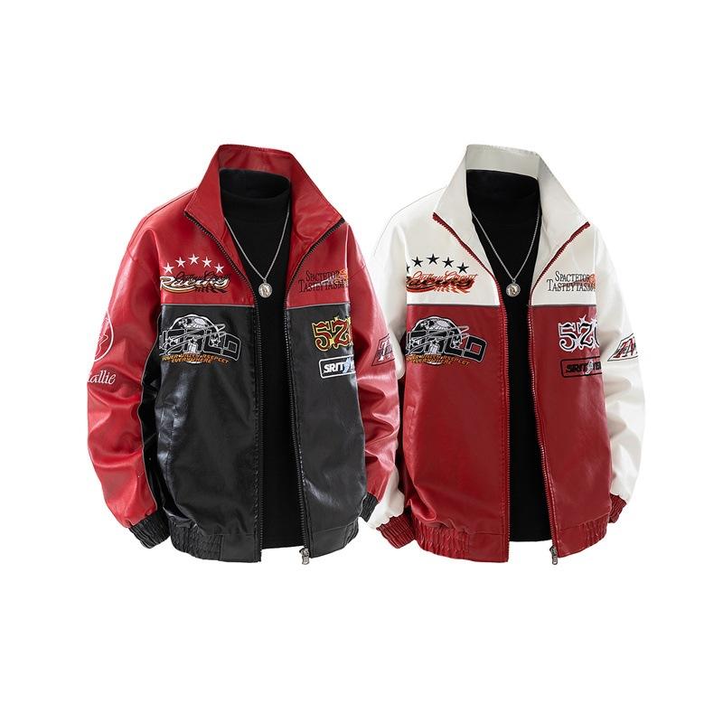 New Fattened Plus Size Leather Jacket Men's PU Leather Tooling Large Size Leather Jacket Men's Stand-Up Collar Locomotive Douyin Cross