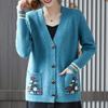 Осень-зима женский вязаный кардиган свитер утолщенный кардиган большого размера куртка V-образный вырез твист свободная трикотажная короткая куртка