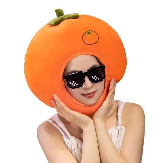 Фото-капюшон Яркий Цветной Фрукты Еда Форма Мягкий Плюшевый Головной Убор Отверстие для Лица Особенность Интернет-знаменитость Костюм Вечеринка Реквизит