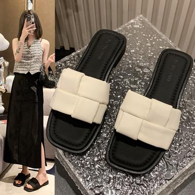 Красивые прохладные тапочки женские летние модные универсальные юбка новый сказочный стиль французские плоские пляжные туфли