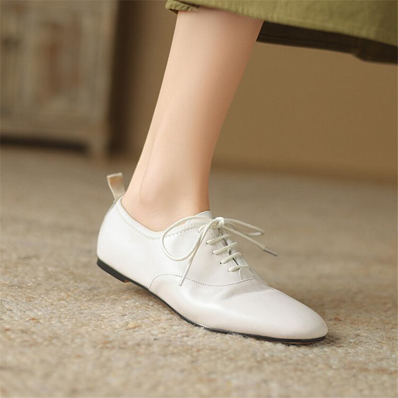 Модные новые лоферы на шнуровке из натуральной кожи, весна/осень, круглый носок, низкий каблук, женские туфли-лодочки, обувь для женщин, женская обувь, удобная обувь на плоской подошве