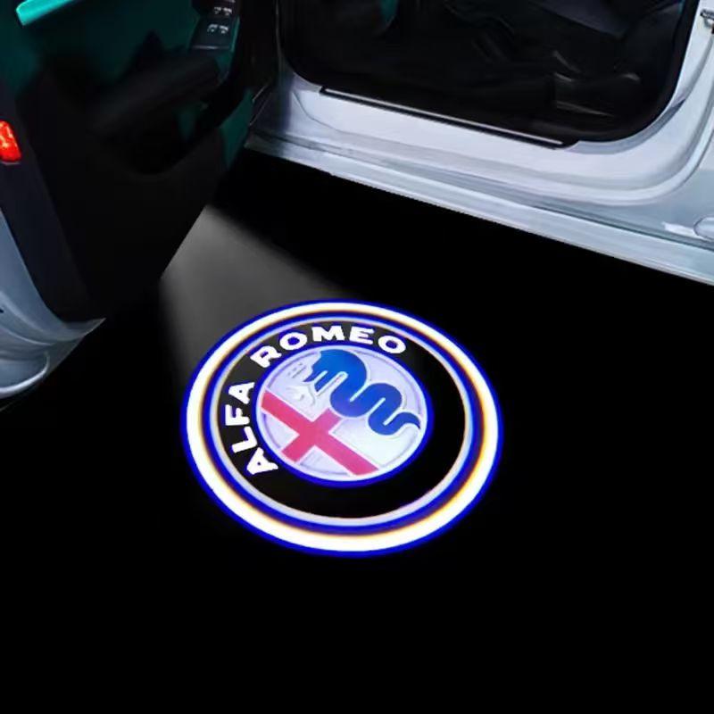 2pcs/set LED HD Logo Light Ghost Shadow Car Door Welcome Light Accessories For Alfa Romeo Stelvio 2017 Giulia 2017 Car Styling cdr563