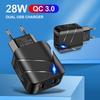 Светящийся двухпортовый USB-быстрозарядное устройство QC3.0+2.1A для стандартов США/ЕС